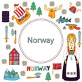 Norway doodle icons set Royalty Free Stock Photo